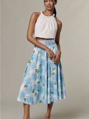 $228 Hutch Skirts - Anthropologie Blue Hydrangea Belted Skirt